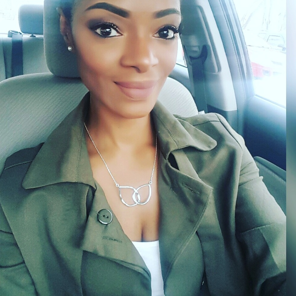 Silver Interlocking Double Tear Drop Necklace - image 2